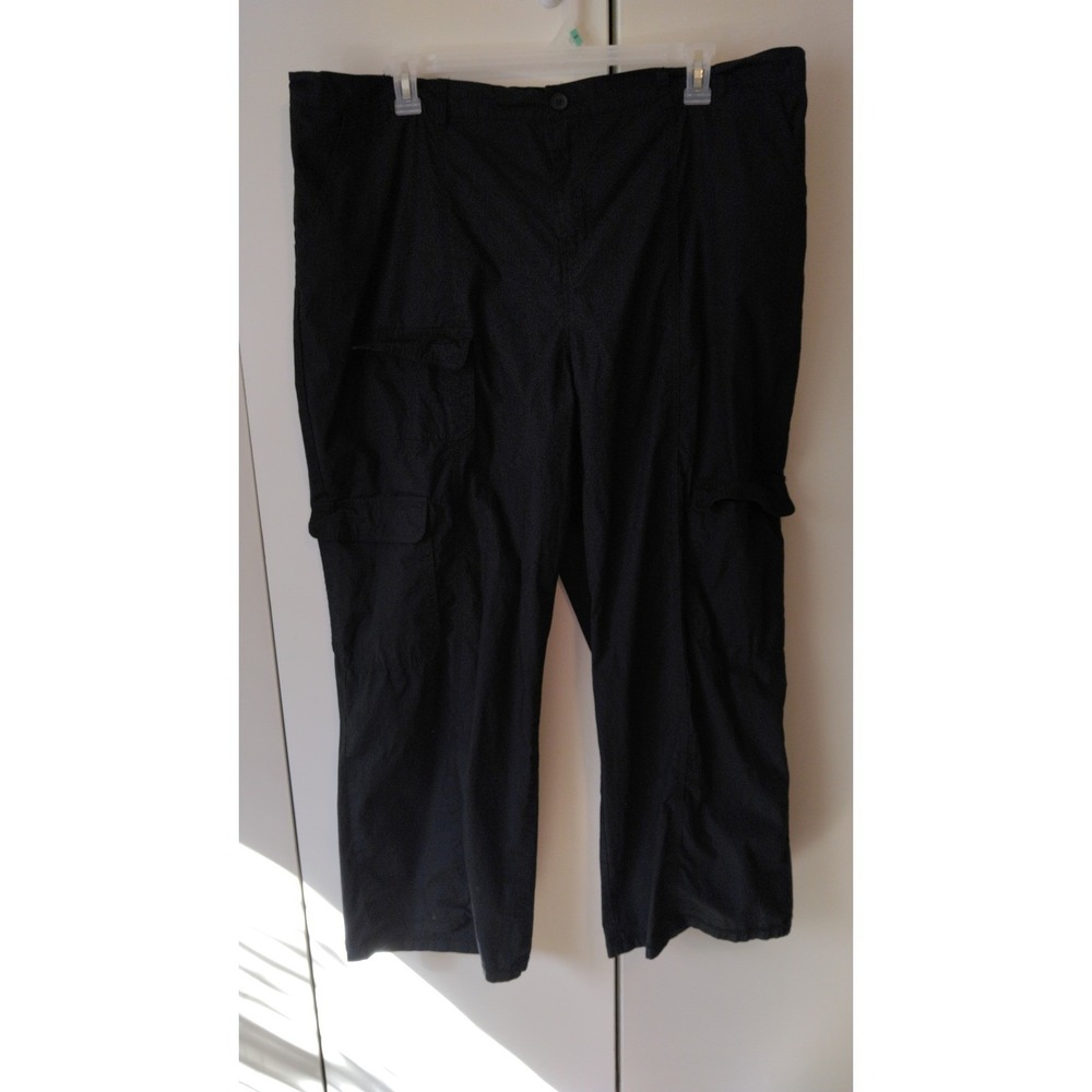 Womens Wide Leg Cargo Pants Plus Size 3X Black Lightweight Relaxed Utility